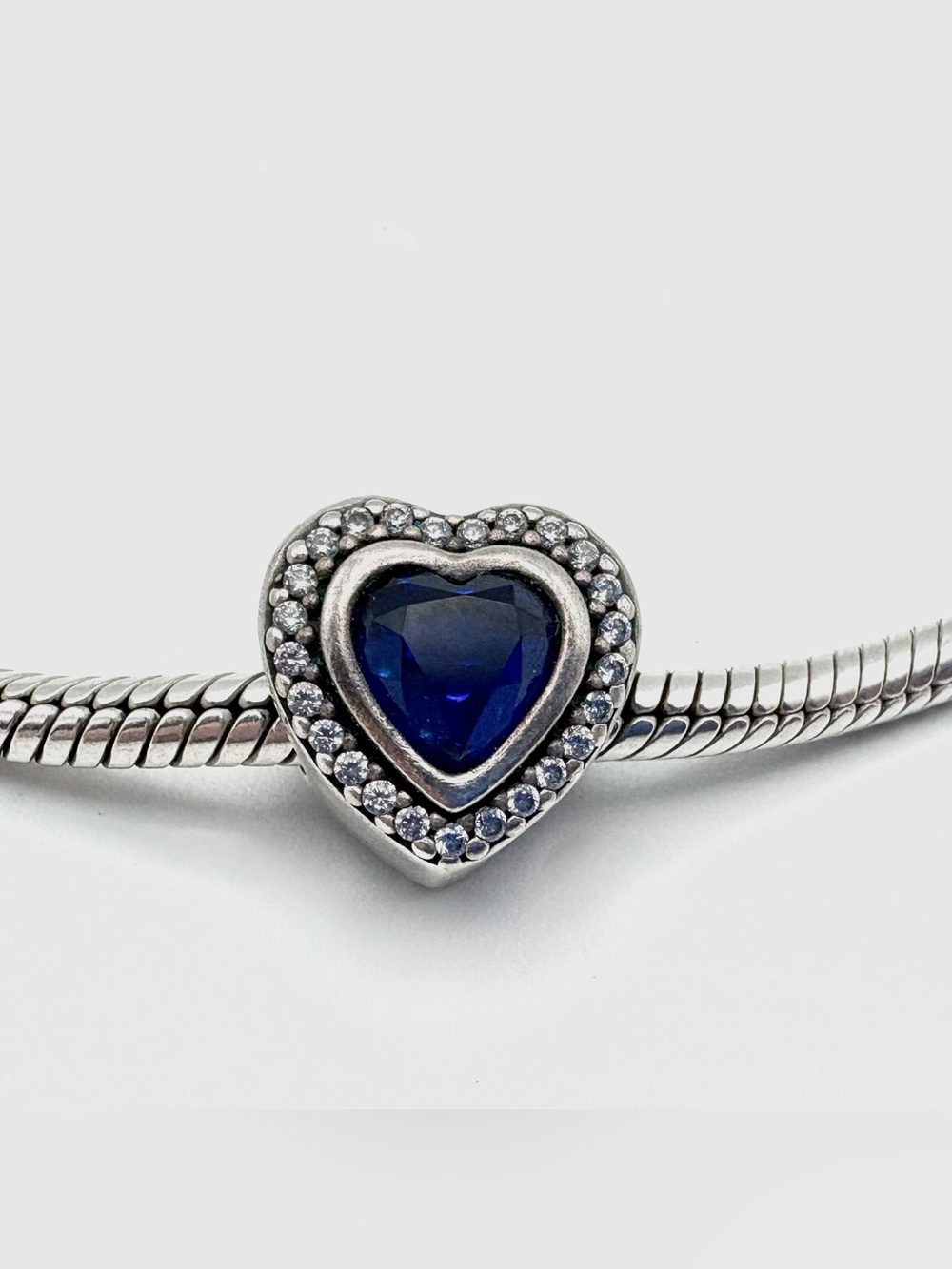 Pandora Sparkling Love Sterling Silver Charm with Blue Crystal